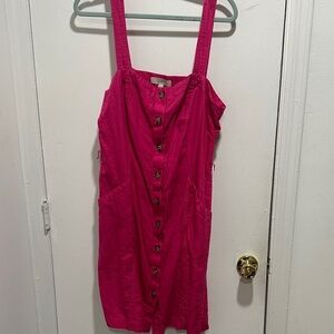 LOFT Fuchsia Button-Front Tank Top